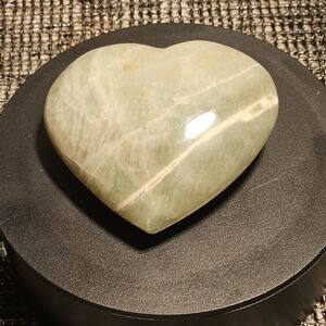 Green Moonstone Heart Carving w/ Stand